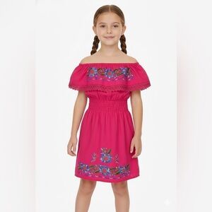 Vibrant Pink Floral Kids Dress